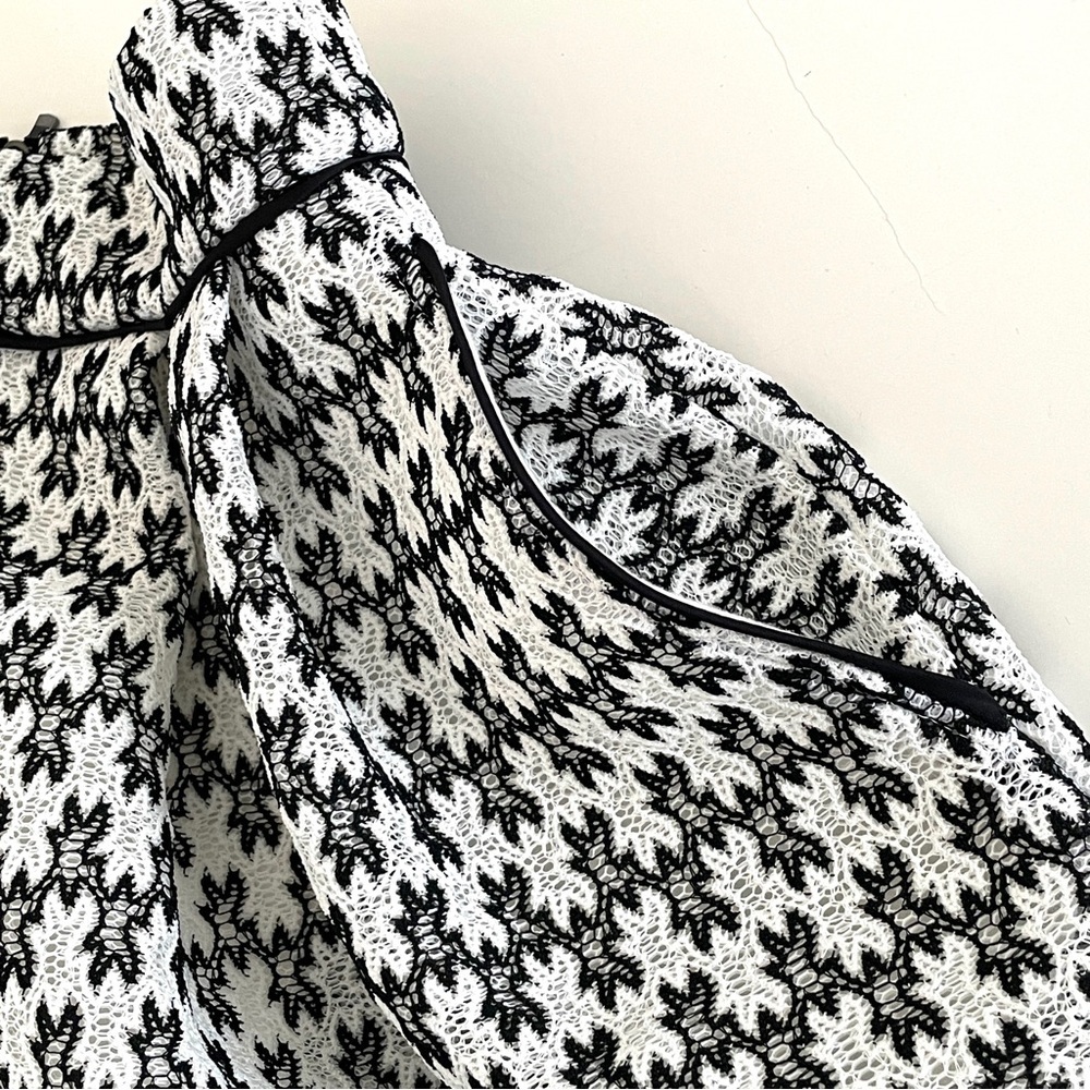 MAJE Josy Pleated Black and White Lace Midi Skirt - Picture 8 of 15